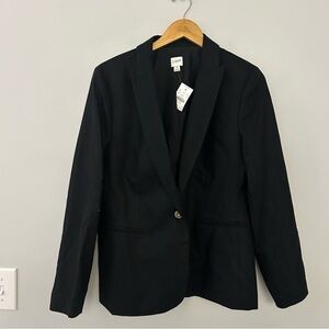 NWT J. Crew Linen-Blend One-Button Black Blazer